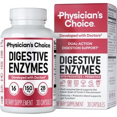 Physician's CHOICE Digestive Enzymes for Bloating & Digestion - Fast-Acting 16 Enzyme Formula with, 30정, 1개
