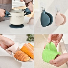 두 꺼 운 주방 단열 클립 실리콘 단열 장갑 내 고온 뚝배기 다림질 방지 클립 오븐 전자레인지 클립 그릇, [2 마리 포장] 존귀 한 녹색