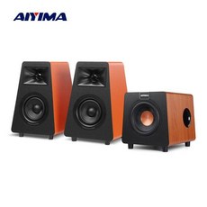AIYIMA 2.1 채널 블루투스 스피커 800X 서브 우퍼 하이파이 홈 사운드 시어터 우드 스피커 조합 DIY 책장 스피커, 02 US Plug, [03] Orange S30 800X