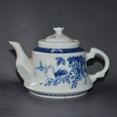 手繪青花花鳥紋手執壺 茶壺, 如圖所示