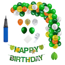 동물 숲 정글테마 파티세트 풍선 가랜드 사파리 정글 생일파티, 풍선 기본 구성 세트