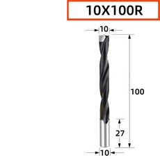 왼쪽 오른쪽 회전 목공용 롱 80mm-100mm 드릴 비트 라우터 비트 행 드릴링 2날 목재 구멍 커터 라우터 드릴, [15] 10X100 R