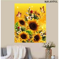 엠제이에스 명화그리기 50x40cm (캔버스형) DIY 유화 세트, KK08 - 황금해바라기랑 나비들