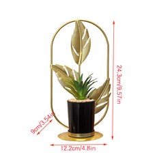 DIU 創意金屬仿盆栽擺件幾何造型鐵藝植物客廳房間飾品裝飾家居擺設, E款