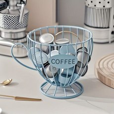 에브리샤인 홈 데코 모던 커피 캡슐 거치대 스타일리시한 찻잔형 보관함, 블루  찻잔형, 1개