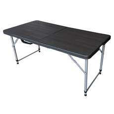 SPF 120x60 手提 戶外露營餐桌 三段高度 塑膠強化桌面 摺疊桌, 黑色-強化塑膠桌面