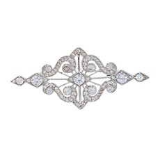 빈티지 아트 데코 CZ 브로치 핀 큐빅 지르코니아 스톤이 있는 실버 톤 메탈 여성용 우아한 웨딩 공식 액세서리