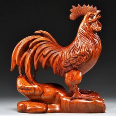 나무 닭 조각상 수탉 목각 공예 장식품 사무실 거실, 로즈우드 높이 8cm, 1개, 1cm