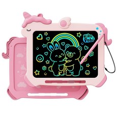 아동용 8.5인치 LCD 필기 태블릿 만 3-5세 여아용 유니콘 장난감 선물 유아 여아 어린이 교육용 여행 장난감 만 3 4 5 6 7 8 9세 여아용 생일 선, 11"W x 9.1"H, Pink