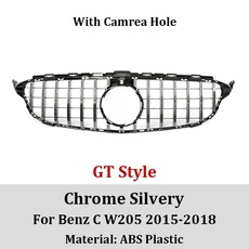 납품전문 메르세데스 벤츠 C 클래스 W205 2015-2018 용 레이싱 프론트 그릴 상부 범퍼 후드 메쉬 자동차, 08 GT Silver With