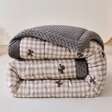 두두 벨벳 이불 이불심 두꺼운 겨울 이불 면 이불 기숙사 싱글 봄가을 이불 에어컨 이불, 1인용 이불: 150*200cm 에어컨 이불 (약 1., 나비 사랑 노래 - 회색 [A급 산모 및 유아용 보온