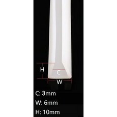 1M 실리콘 고무 모양 스트립 솔리드 가스켓 흰색 소프트 자동차 도어 샤워 프레임리스 유리 가장자리 Weatherstrip 보호, 3 x 6 x 10 mm, 3 x 6 x 10 mm