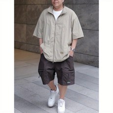 日系機能風短袖工裝襯衫男女同款中性風休閒寬鬆戶外簡約半袖夾克