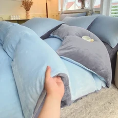 침실 코랄 벨벳 이불 커버 솔리드 컬러 침구 더블, [01] 1pcs 150x200cm, B.1pcs 150x200cm