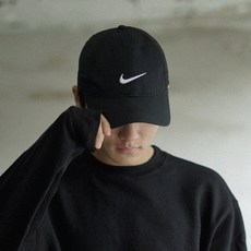 NIKE LOGO刺繡棒球帽, 黑色