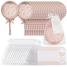 Framendino 웨딩 브라이덜 샤워용 리본 라운드 컴팩트 미러 벌크 파티 선물 감사 태그 오간자 백 20세트 (로즈 골드), Framendino, 웨딩 브라이덜 샤워용 리본 라운드