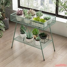 鐵藝花架置物架 陽臺花盆架 室內多層落地式戶外庭院擺放架, 白色65*35*66【帶腳墊】