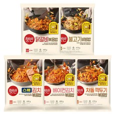 CJ 햇반 볶음밥 5종 (닭갈비+베이컨김치+스팸김치+차돌깍두기+불고기), 1세트, 2.1kg
