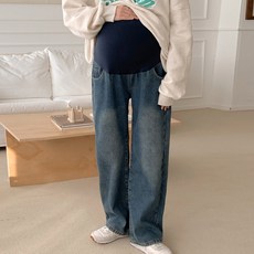 [당일출고] 수엠W 임산부 복대형 청바지 허리밴딩 조절 빅사이즈 편한 데일리 데님팬츠 B049 모먼트맘청바지