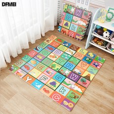 DFMEI 寶寶爬行墊泡沫60x60拼接拼圖地墊, 水果字母 早教益智✓⚑