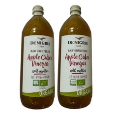데니그리스 유기농 발효 사과식초 로우 언필터드 위드마더 1000ml, 1L, 2개