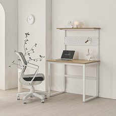 유코스 스카이 E0등급 홈오피스 데스크 컴퓨터 책상 공부 테이블, 스카이 선반 타공보드 데스크, 화이트오크