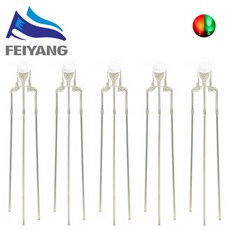 100pc 3MM 확산 2 색 일반적인 양극/음극 원형 LED 빨간색 따뜻한 흰색 파란색 노란색 녹색 바이 컬러 다이오드 발광 전자 부품 액세서리 소스, R G Diffused Cathode