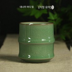 대나무 청자 도자기컵 손잡이 없는 물컵 컵 식당 세라믹, 200mL 미만, 1개, 대나무 컵 거칭 단품