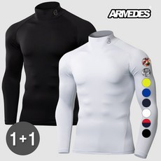 아르메데스 남성용 기능성 긴팔 터틀 언더레이어 2매세트