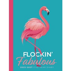 5년 일기 2023-2027 A4 Flocking Fabulous Flamingo 하드커버: 영국 공휴일 달 생일 및 축하 행사가 있는 보기 플래너, 기본