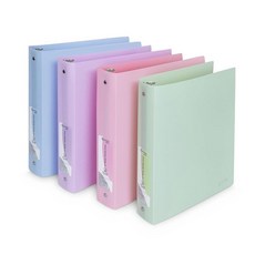 Enday 3링 바인더 3.8cm(1.5인치) (4팩) 파스텔 유연한 바인더 라운드 링 포켓 포함 280장 보관 블루 퍼플 핑크 그린 가정 및 학교 용품용 - 제작, 1.5인치