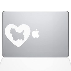 The Decal Guru 하트 요크셔 테리어 맥북 데칼 비닐 스티커 - 15인치 맥북 프로 (2016 이상) - 화이트 (1327-MAC-15X-W), The Decal Guru 하트 요크셔 테리어 맥북 데