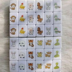 보드게임 마작 세트 세계 국가국기 틱톡, 동물  중형 마작 30mm 96장, 1개