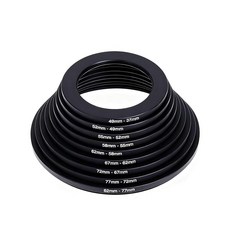 82mm-37mm 스텝 다운 렌즈 필터 어댑터 링 카메라 렌즈 필터 금속 스테핑 링 키트 블랙 82mm 렌즈와 37mm UV/ND/CPL 필터 스레드 렌즈 액세서리 호환, 9피스 스텝 다운 링(82-37)