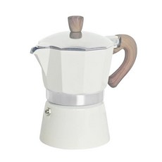 Gebaozhen Moka Pot 스토브탑 에스프레소 메이커 나무 손잡이 및 단일 안전 밸브 포함 - 가스/전기/캠프 스토브용 커피 브루어 (크림 화이트-3컵)115291, 크림 화이트-3컵