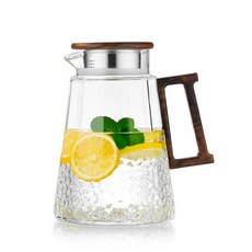 포카로티 내열 유리 투수 1600ml 보리차 냄비 망치 냉장고 대응 직화 OK 온수 가능 식세기 대응 패킹 포함 뚜껑 포함 투명 씻기 쉬운 대용량 무기 홍차 레몬워터 녹차 과일, 1개, 1ml, 상세페이지 참조