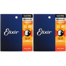 Elixir 엘릭서 스트링 12102 Nanoweb 일렉트릭 기타 현 .011 .049 중간 2개입 미국발송, Elixir 엘릭서 스트링 12102 Nanoweb 일