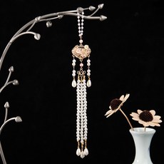 漢服配件 盤扣流蘇掛件 棉麻袍子裝飾胸針 民族風花色胸花, 洛水, 1個