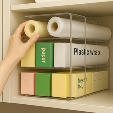 좋은픽 틈새활용 랩 비닐백 수납 선반, 1개, 투명