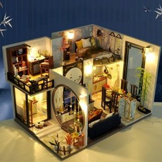 DIY 미니어처하우스 미니어처 미니어쳐 만들기 LED 조명 오르골, 커버+LED+오르골+댕댕이+신랑신부+선물상자, 1개