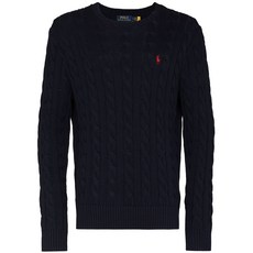 폴로랄프로렌 로고 자수 케이블 니트 스웨터