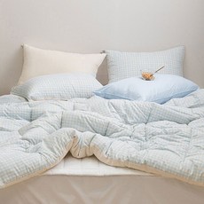 블루 쿠키체크 슈퍼싱글 차렵 이불 베개커버 세트_20260101EA