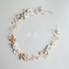 웨딩 헤어밴드 로즈 부케 셀프 화관 신부 꽃 머리 장식, 1. 골드