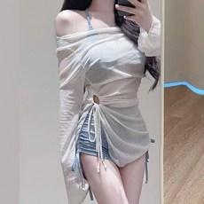 메이리앤 스카이블루무드 3피스 비키니 수영복 세트, FREE