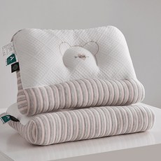 곰돌이 목베개 가정용 사계절 고탄성 가능 물세탁 섬유 배게 7A 목편한 경추, 1개