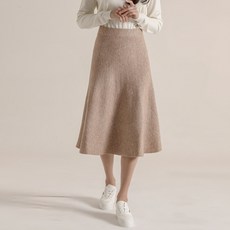 Gembling A字傘襬鬆緊腰中長版針織裙