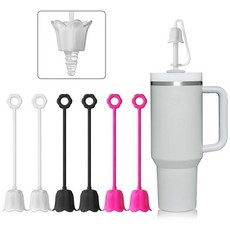 Neepanda Stanley Yeti 텀블러 컵용 실리콘 빨대 커버 5개 재사용 가능한 음료 빨대 캡 간편한 세척 방진 꽃 빨대 토퍼 6-10m/0.23-0.4인치 빨대, 6개-멀티컬러 A