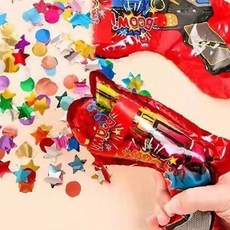 놀이 터뜨리기 색종이 꽃가루 권총형 장난감 축하 컨페티 파티용 발사 생일, 1개, 컨페티 폭죽 랜덤