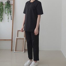 모닝 애견미용사가운 스판 노카라세트