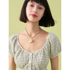 에잇세컨즈 8SECONDS 체크 레이스 블라우스 라이트 그린 125565MQKL 139015